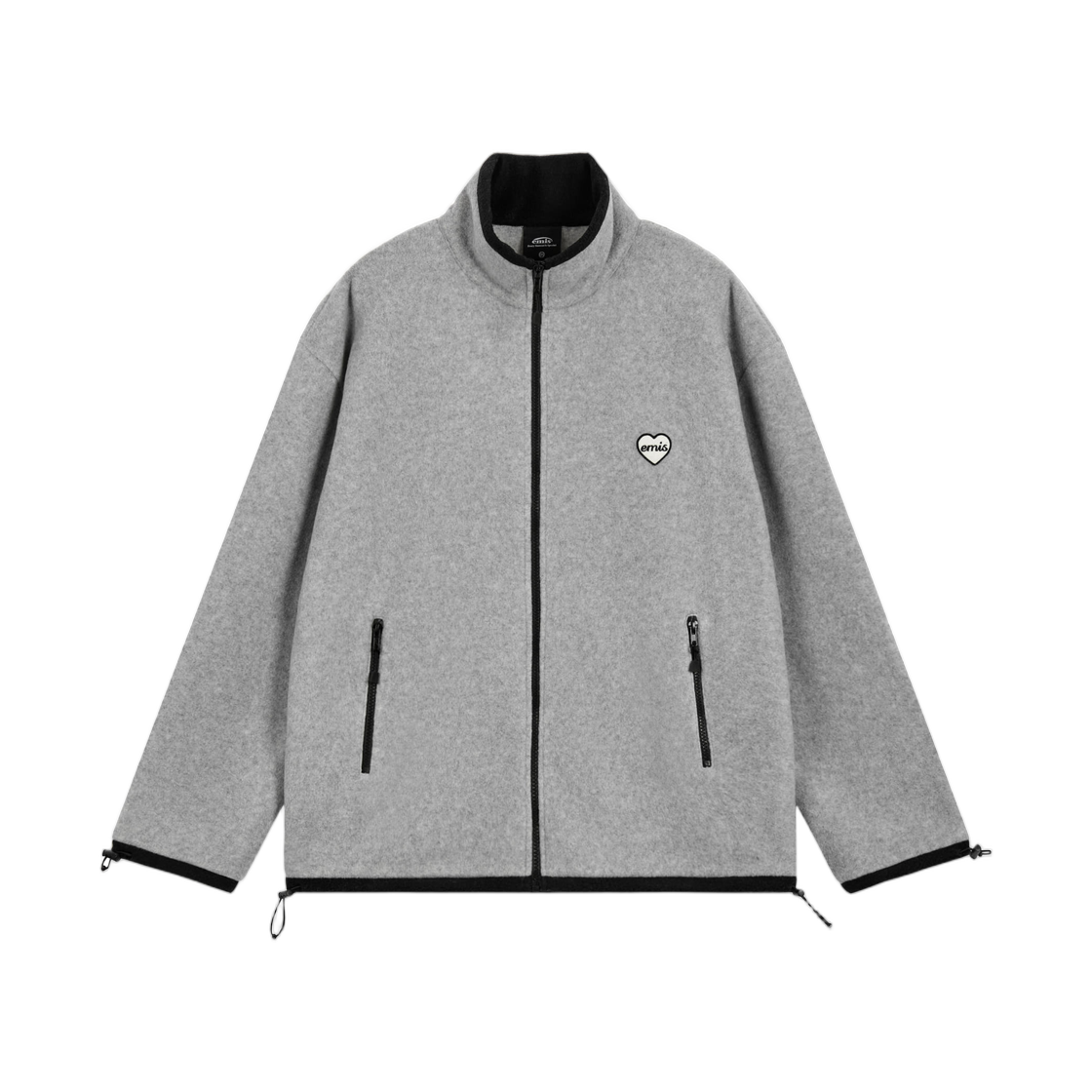 이미스 오버사이즈 하트 와펜 집업 플리스 그레이(Emis Oversized Heart Wappen Zip Up Fleece Gray)
