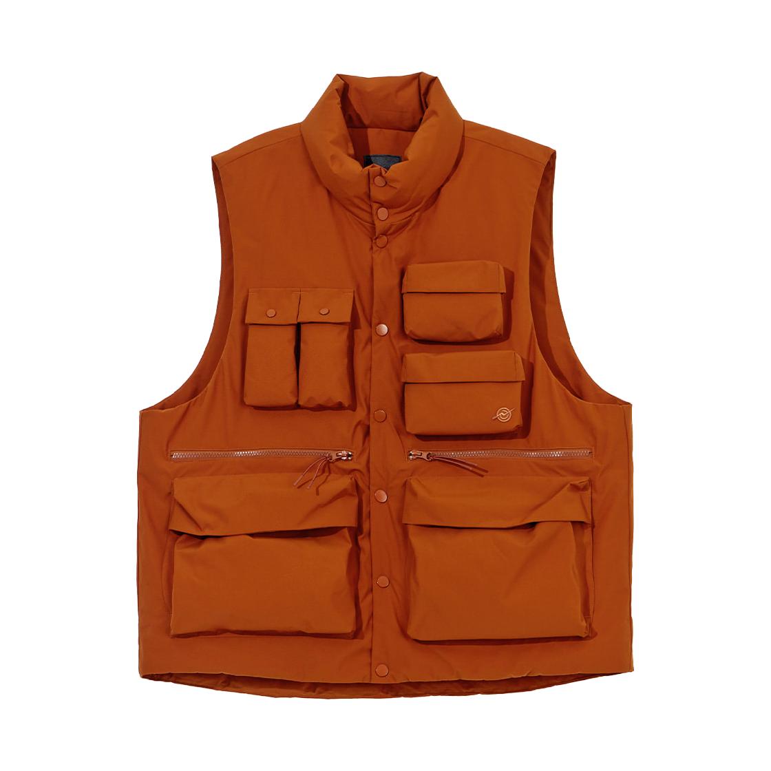 KB3VT1900MOG KALA PATTHAR Kp Logo Utility Duck Down Padded Vest Orange