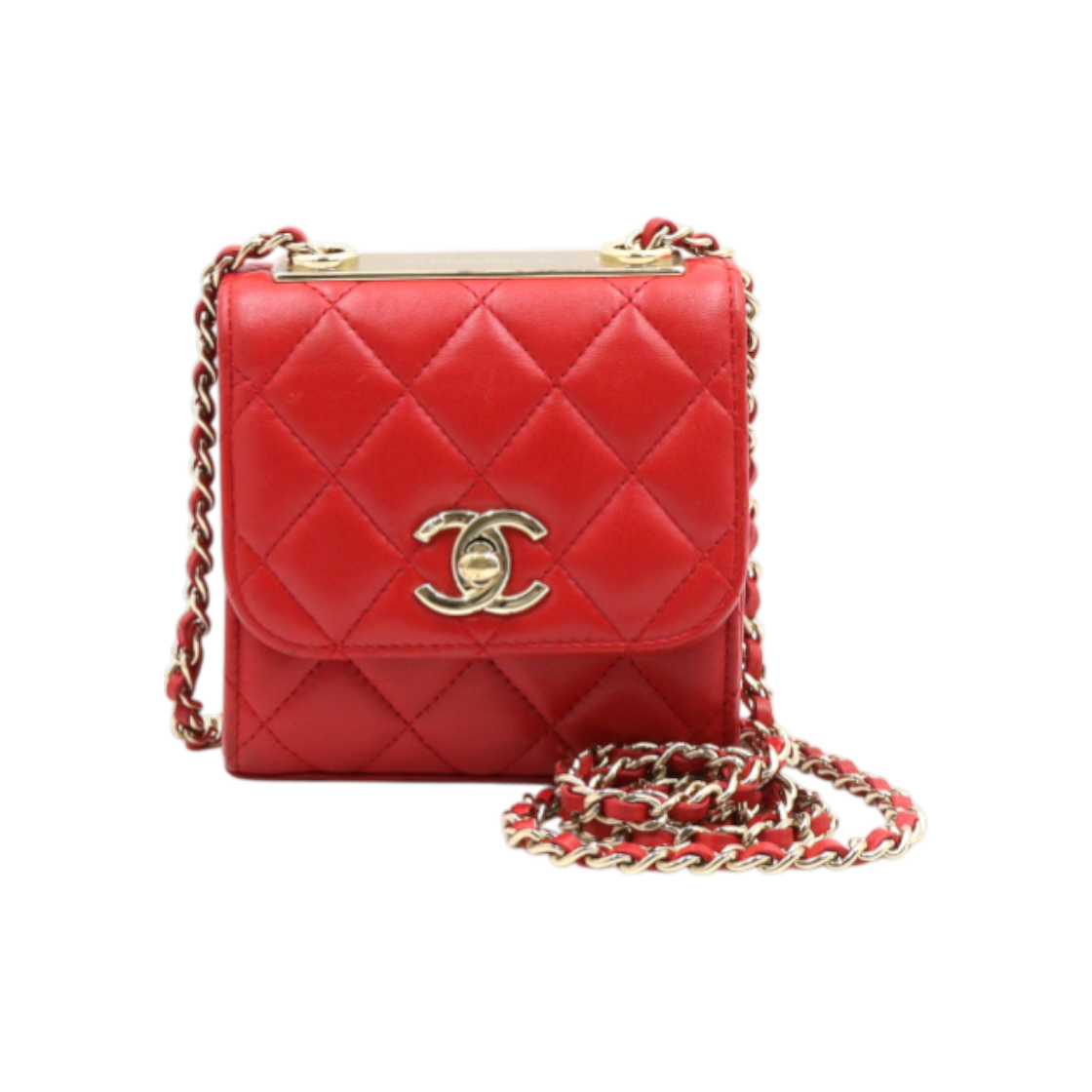 IT548EJJQPC2 Chanel Red Trendy CC Lambskin Mini Gold Chain Shoulder and Crossbody Bag