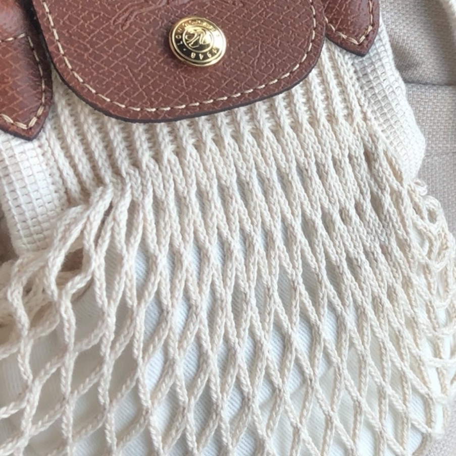 Longchamp Le Pliage Filet Crossbody Bag XS Ecru 착용 스타일