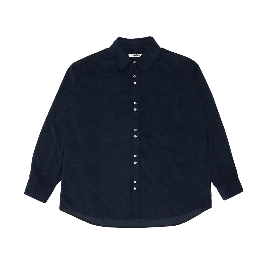 Corduroy Floral Button Shirt Navy YOUNGOH Corduroy Floral Button Shirt Navy