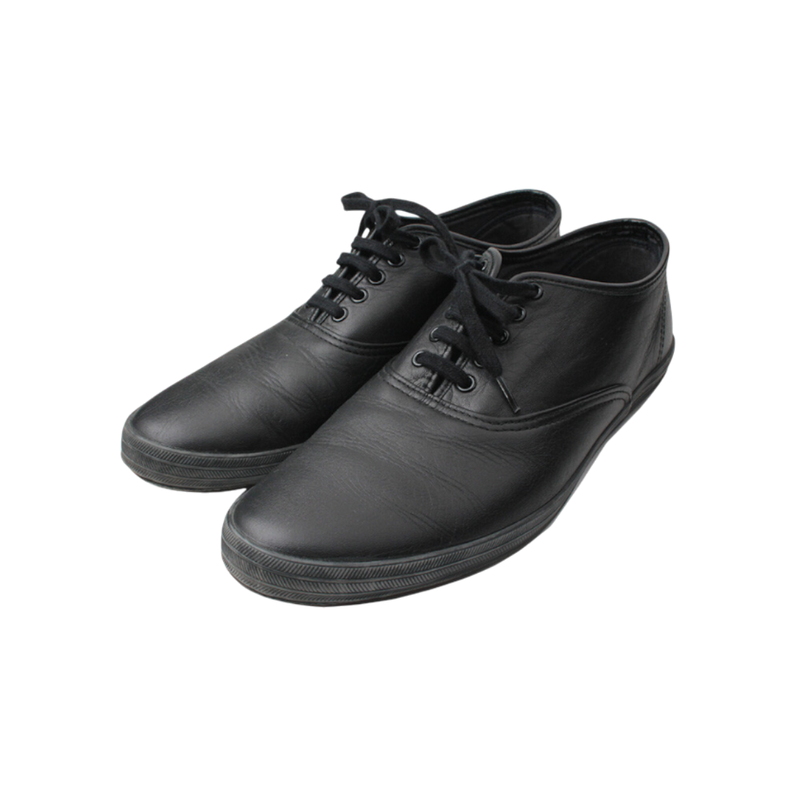 ITTOIJWRRNVN Comme des Garcons Black Leather Sneakers Size 245