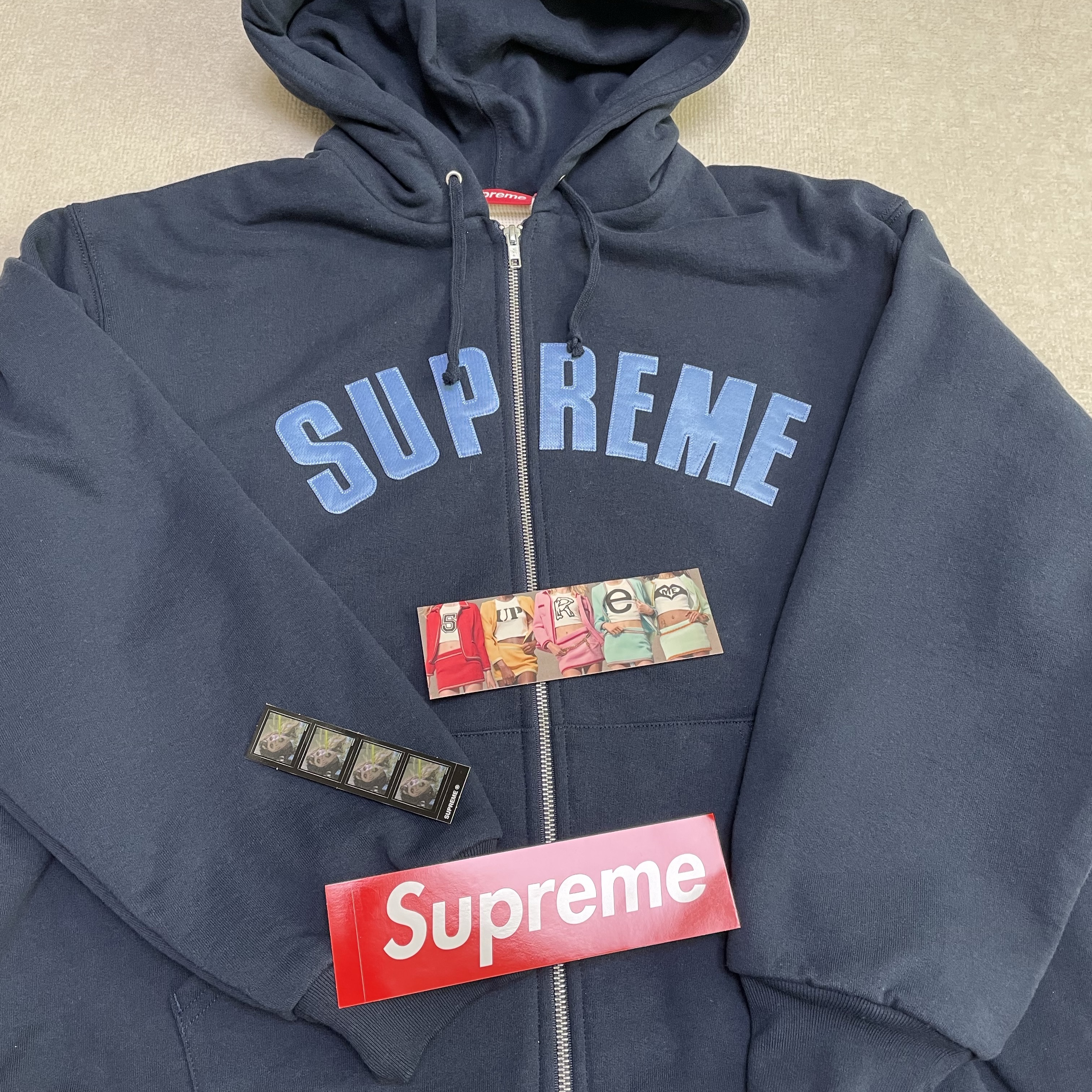 Supreme Arc Thermal Lined Zip Up Hooded Sweatshirt Navy - 25FW 착용 스타일 - 1