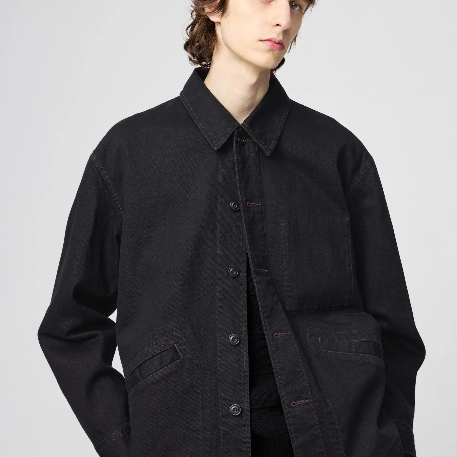 Uniqlo U Oversized Denim Jacket Black - KR 착용 스타일 - 2