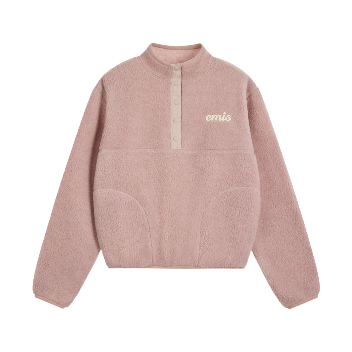 - (W) Emis Half Neck Fleece Top Pink