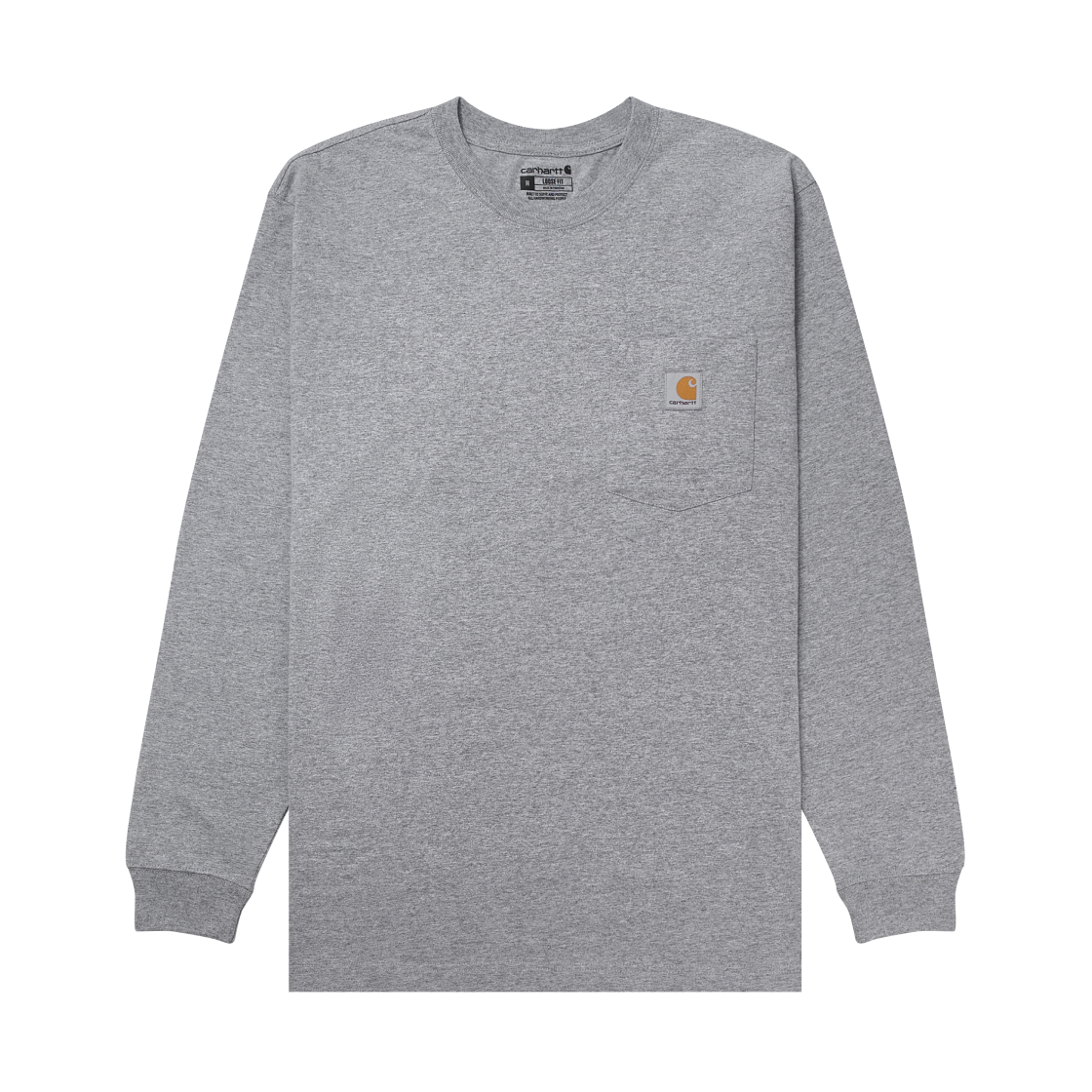 K126-HGY Carhartt Loose Fit Heavyweight Regular Long Sleeve Pocket T-Shirt Heather Grey