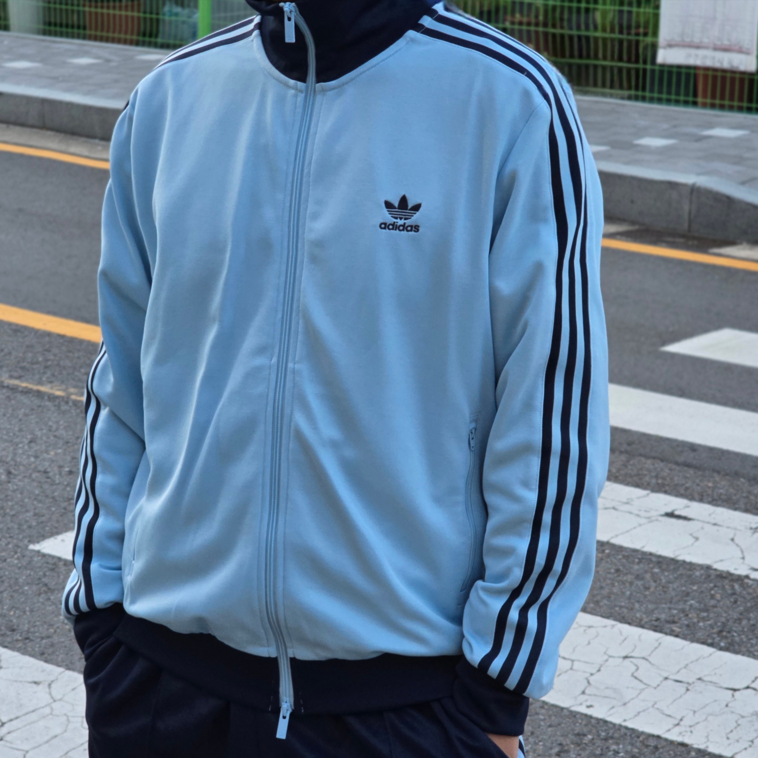 Adidas Adicolor Classic Beckenbauer Track Top Clear Sky Night Indigo - KR Sizing 착용 스타일 - 1