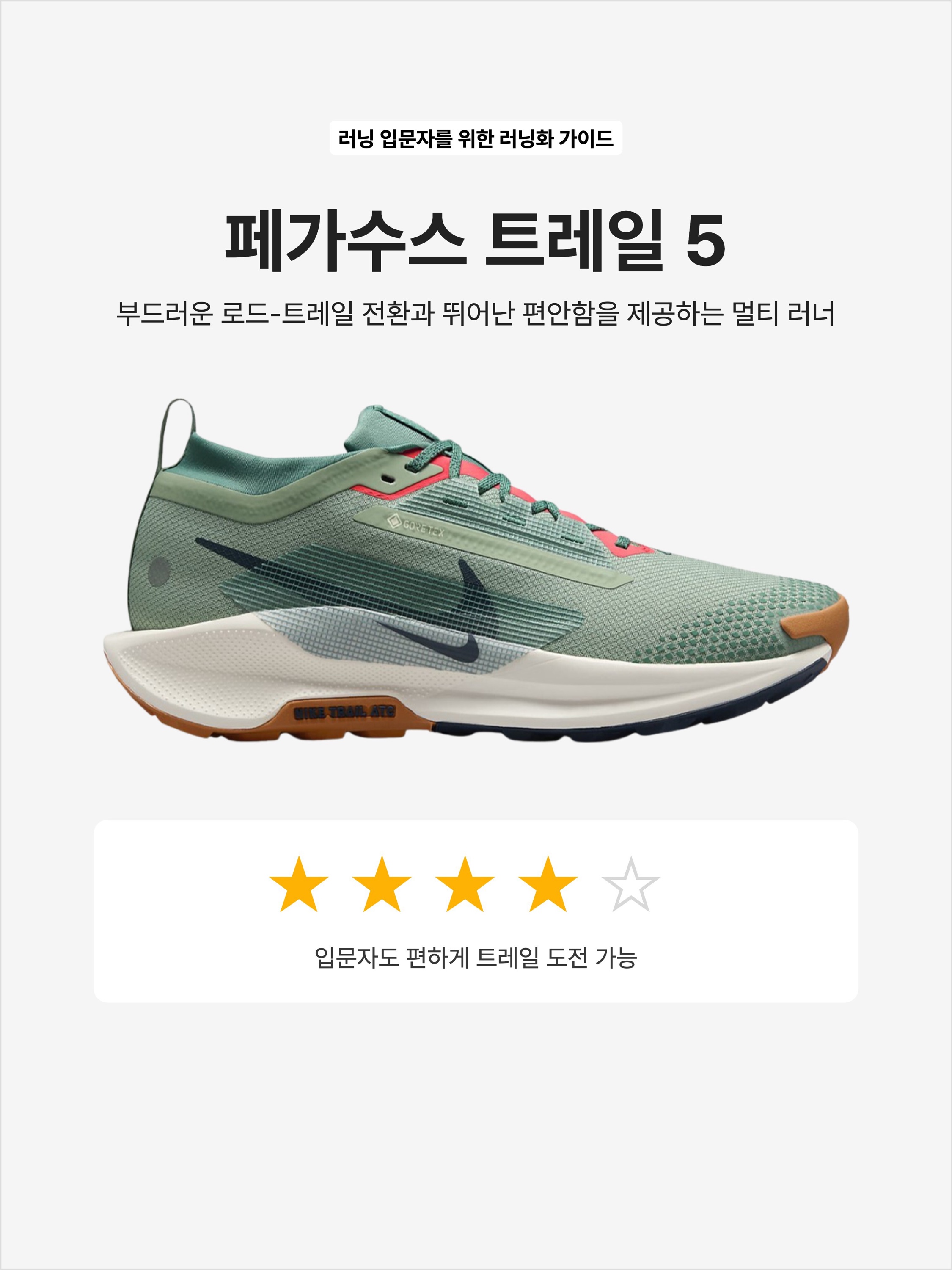 Nike Pegasus Trail 5 Gore-Tex Jade Horizon Bicoastal, Nike Pegasus Trail 5 Gore-Tex Black 착용 스타일 - 1
