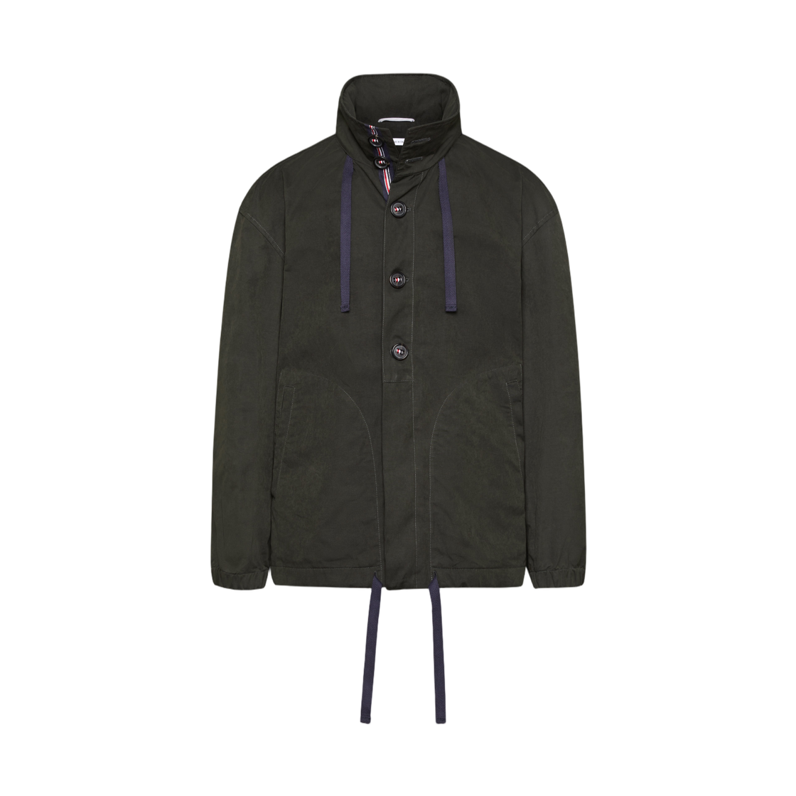 MJO240C-F0923-350 Thom Browne Waxed Tech Hooded Anorak Jacket Green