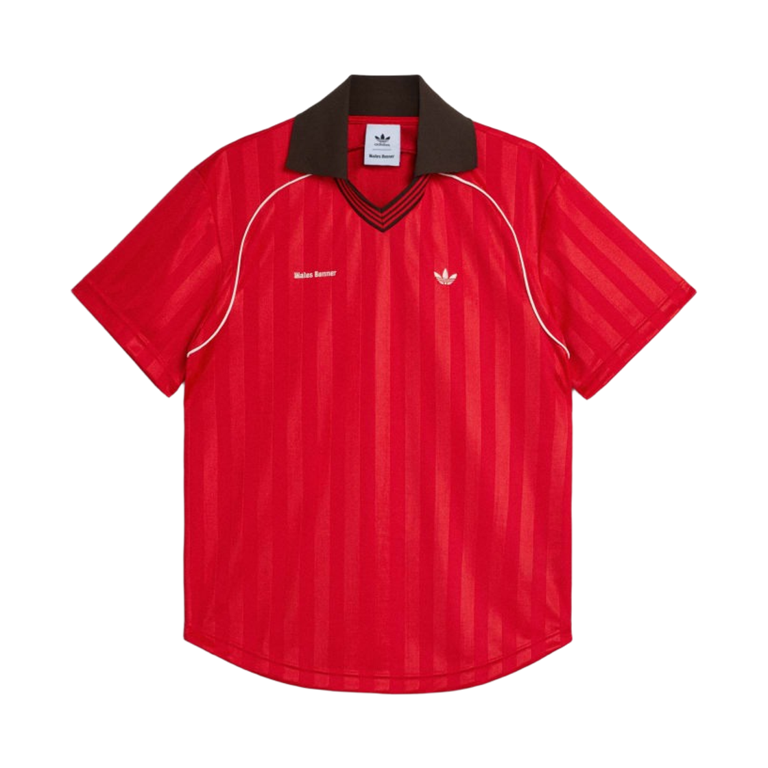아디다스 x 웨일스 보너 풋볼 티셔츠 베러 스칼렛 - US 사이즈(Adidas x Wales Bonner Football T-Shirts Better Scarlet - US Sizing)