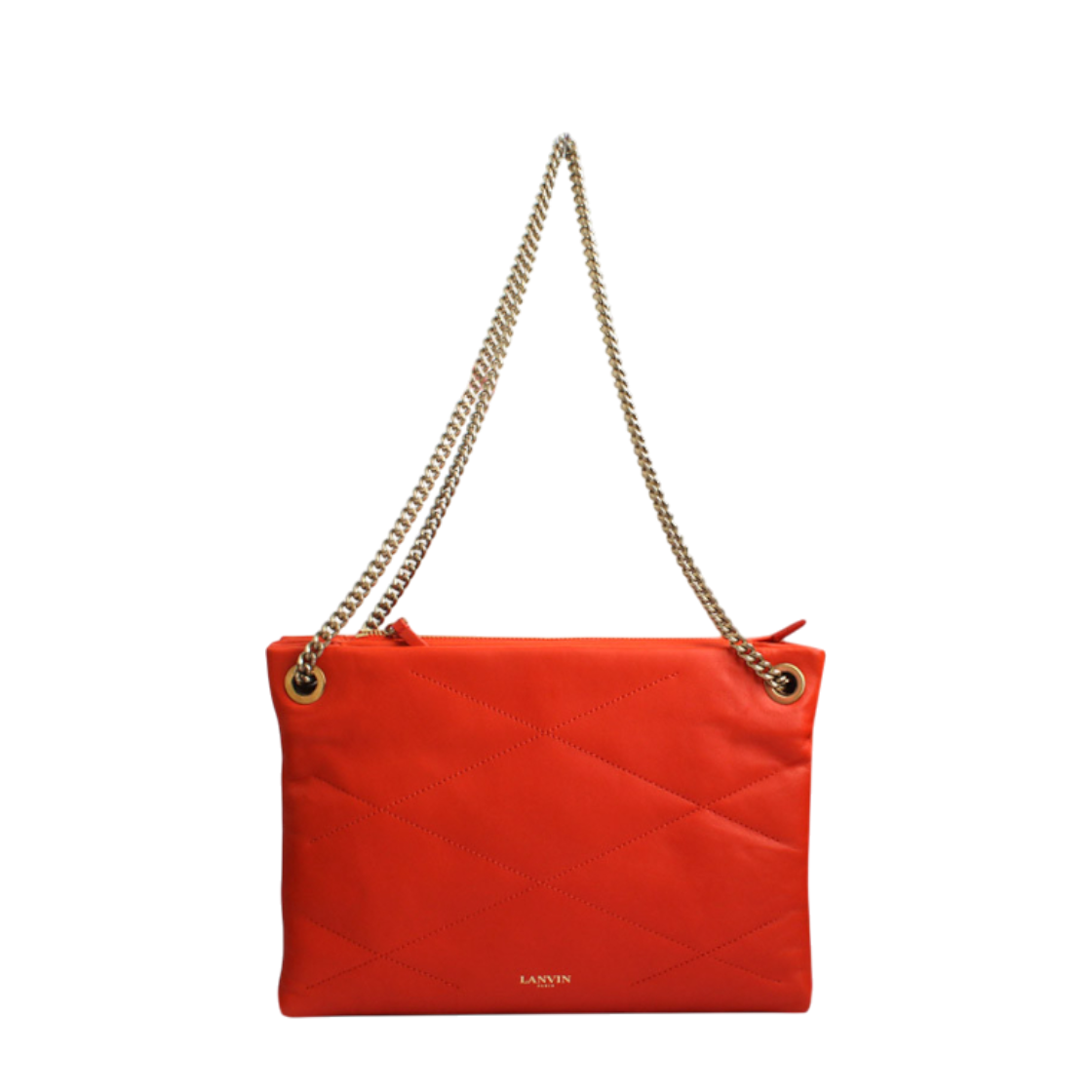 ITO3WSHC32OS Lanvin Red Quilted Stitch Trio Chain Crossbody Bag