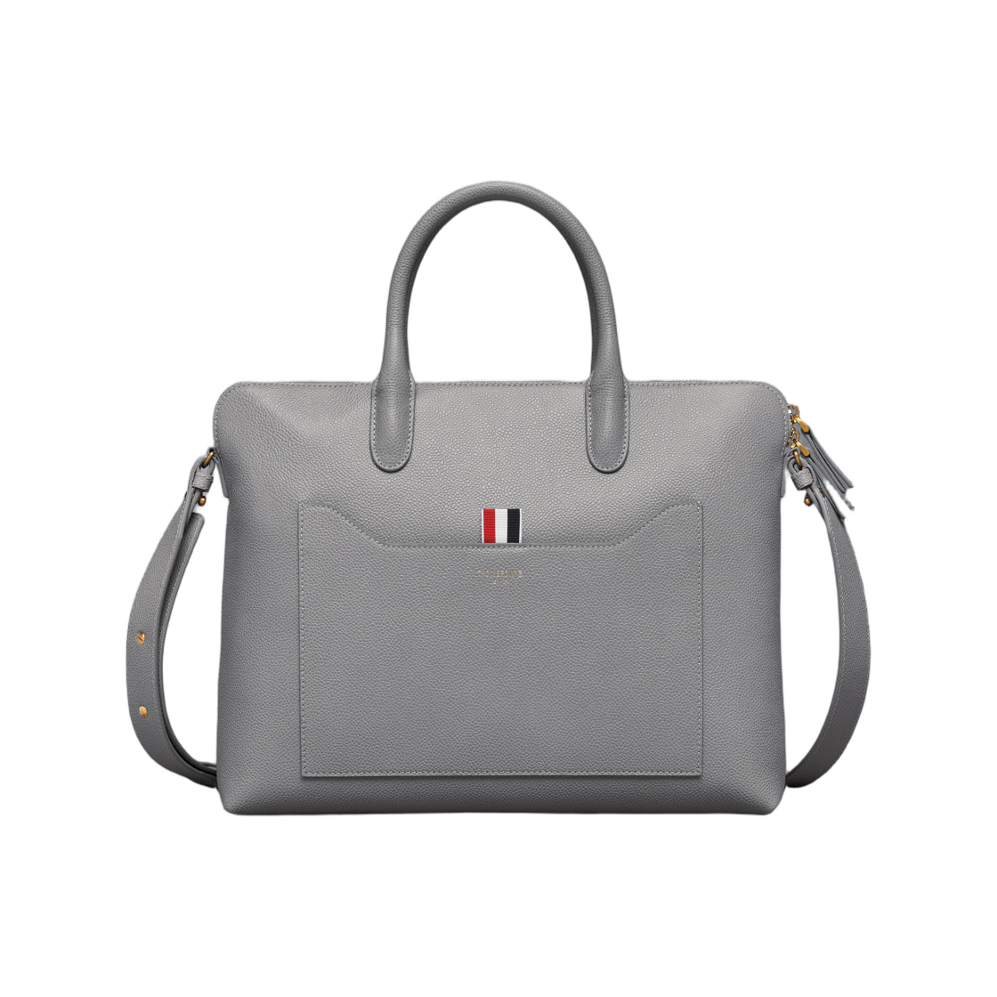 MAG444A-00198-055 Thom Browne Pebble Grain Slim Briefcase Light Grey
