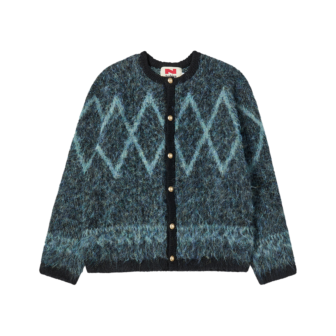 엔 아카이브 럭스 버튼 헤어리 라운드 가디건 블랙(N ARCHIVE Luxe Button Hairy Round Cardigan Black)