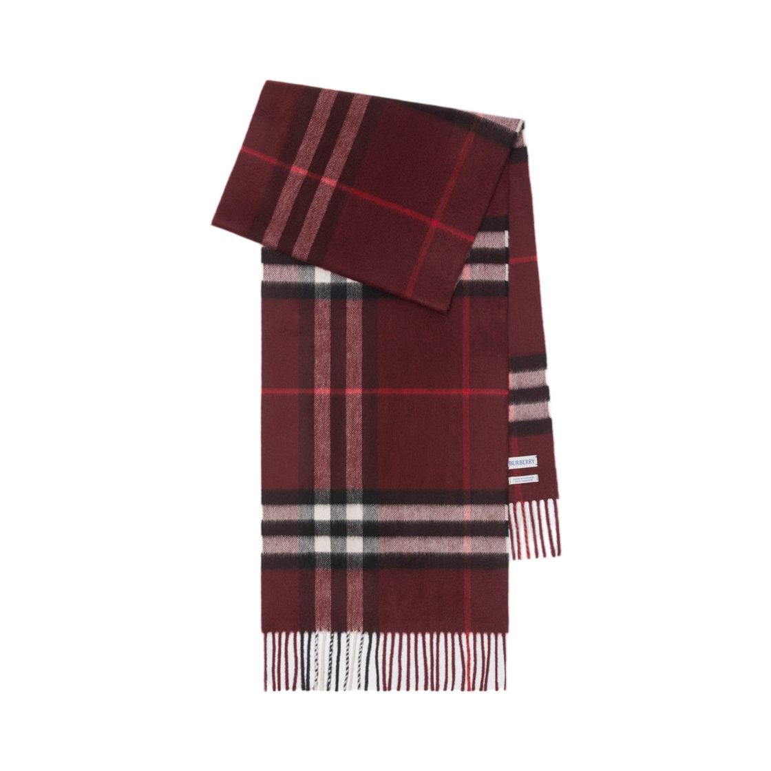 8112639 (W) Burberry Check Cashmere Muffler Oxblood