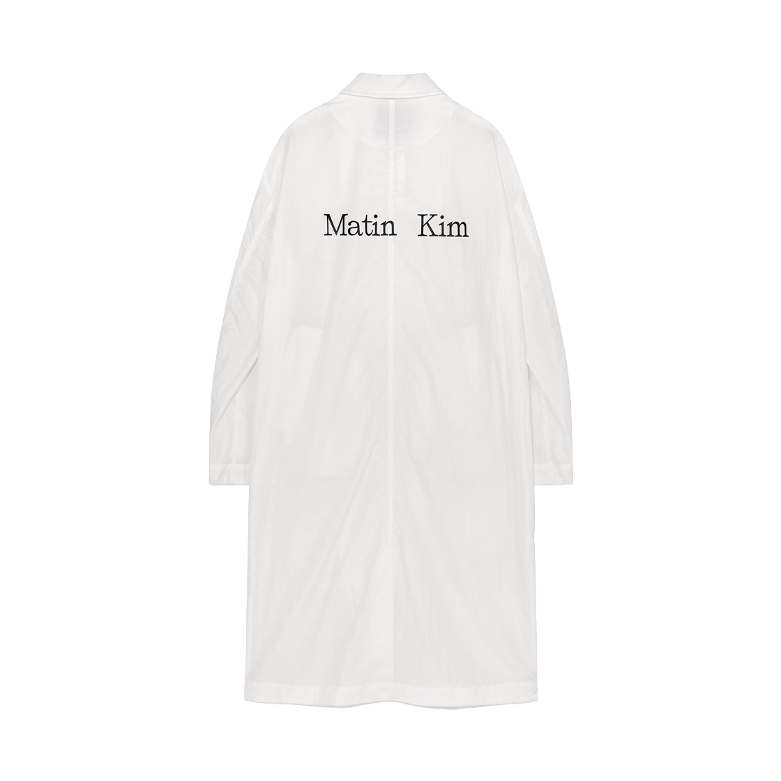 (W) 마뗑킴 백 로고 포인트 나일론 롱 코트 화이트((W) Matin Kim Back Logo Point Nylon Long Coat White) - 2