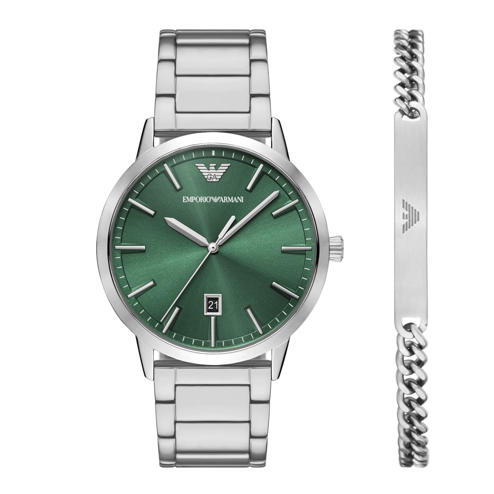 엠포리오 아르마니 43mm 브레이슬릿 세트 메탈 시계 그린 실버(Emporio Armani 43mm Bracelet Set Metal Watch Green Silver) - 2