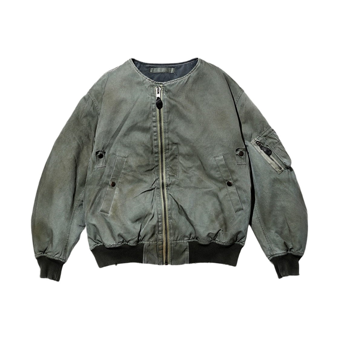 아프레쎄 빈티지 실크 플라이트 커스텀 자켓 세이지 - 25FW(A.Presse Vintage Silk Flight Custom Jacket Sage - 25FW)