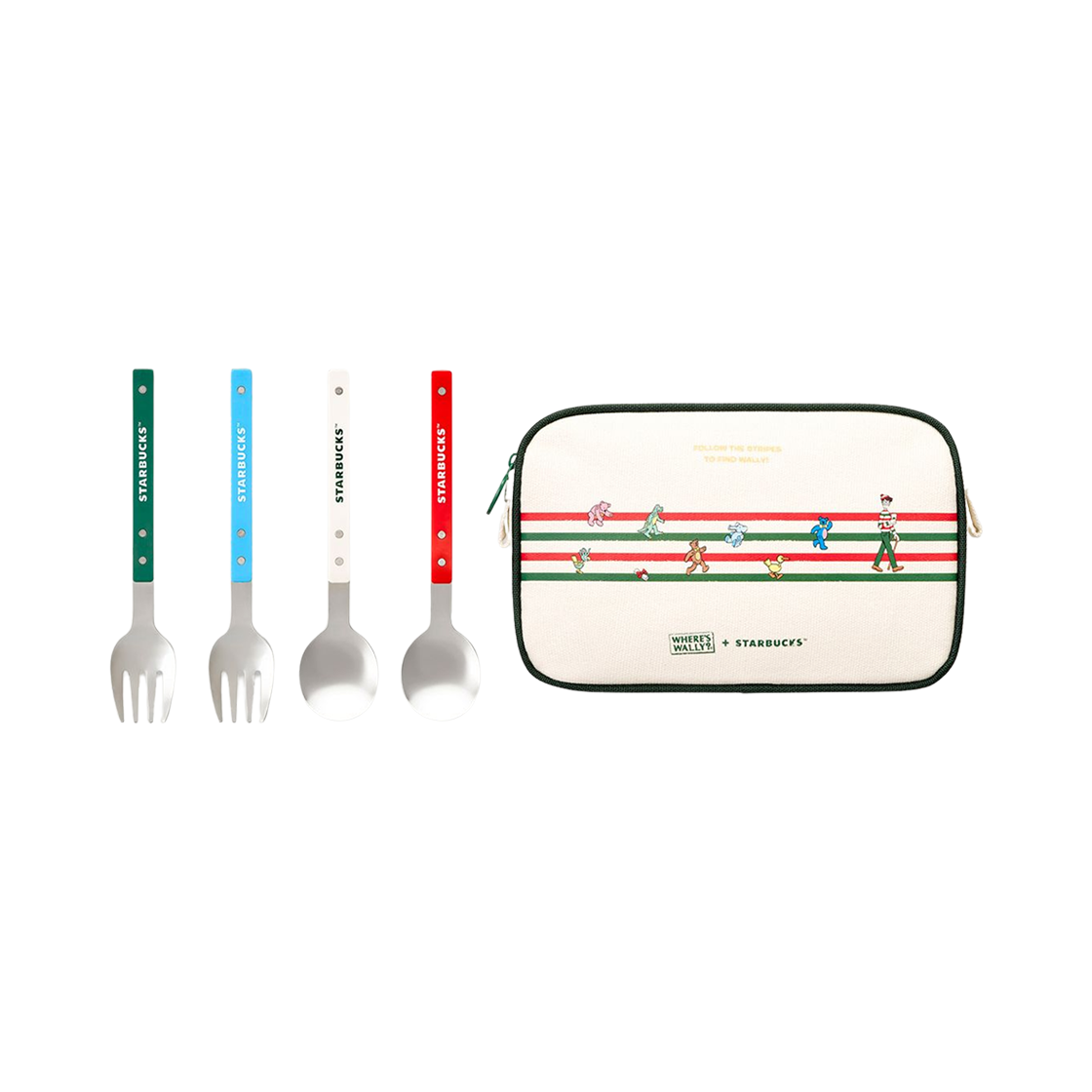 1002913 Starbucks x Where's Wally Joyful Cutlery Set