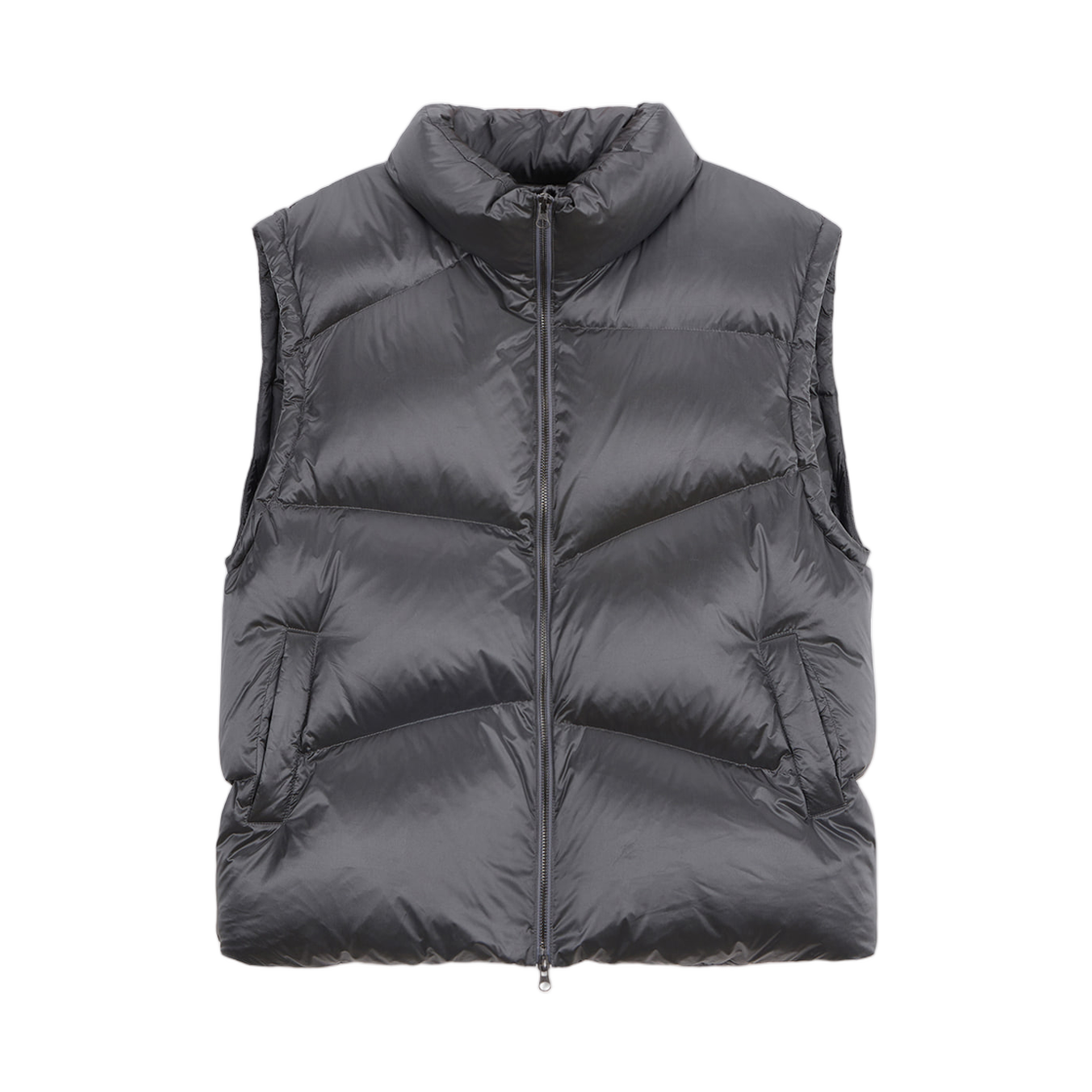 마뗑킴 언밸런스 퀼티드 다운 베스트 그레이(Matin Kim Unbalance Quilted Down Vest Grey)