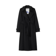 (W) Burberry Long Cashmere Kensington Trench Coat Black