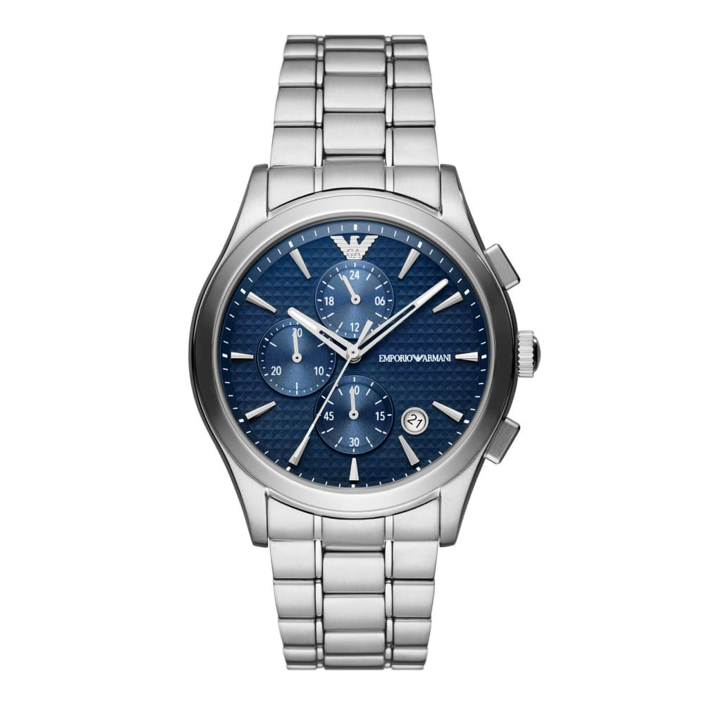 엠포리오 아르마니 파올로 42mm 크로노그래프 메탈 시계 블루 실버(Emporio Armani Paolo 42mm Chronograph Metal Watch Blue Silver) - 2