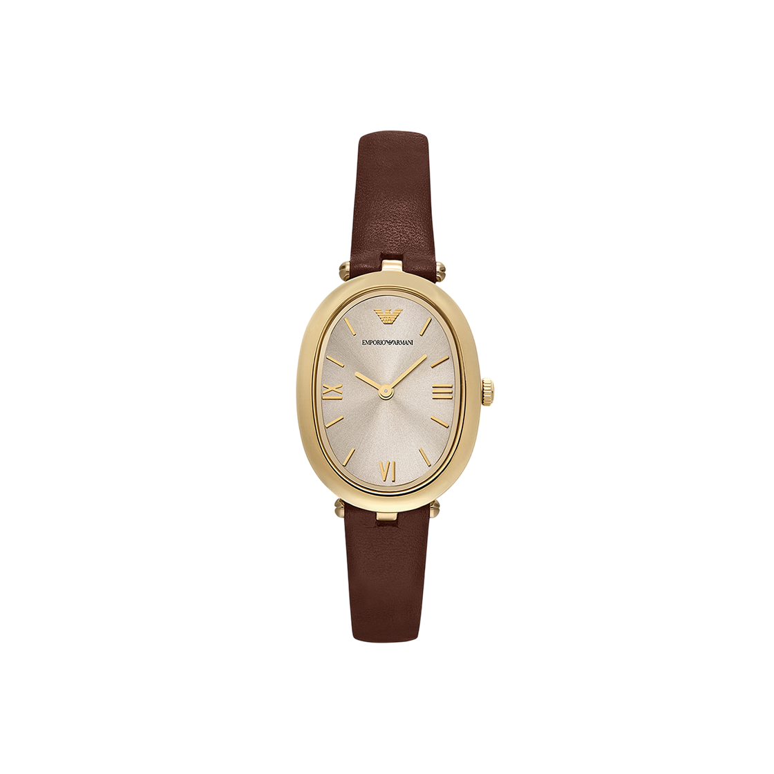 (W) 엠포리오 아르마니 신포니아 34mm 가죽 시계 그레이 브라운((W) Emporio Armani Sinfonia 34mm Leather Watch Gray Brown)