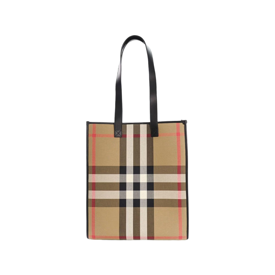 8084551 Burberry Book Check Canvas Tote Bag Taupe Brown