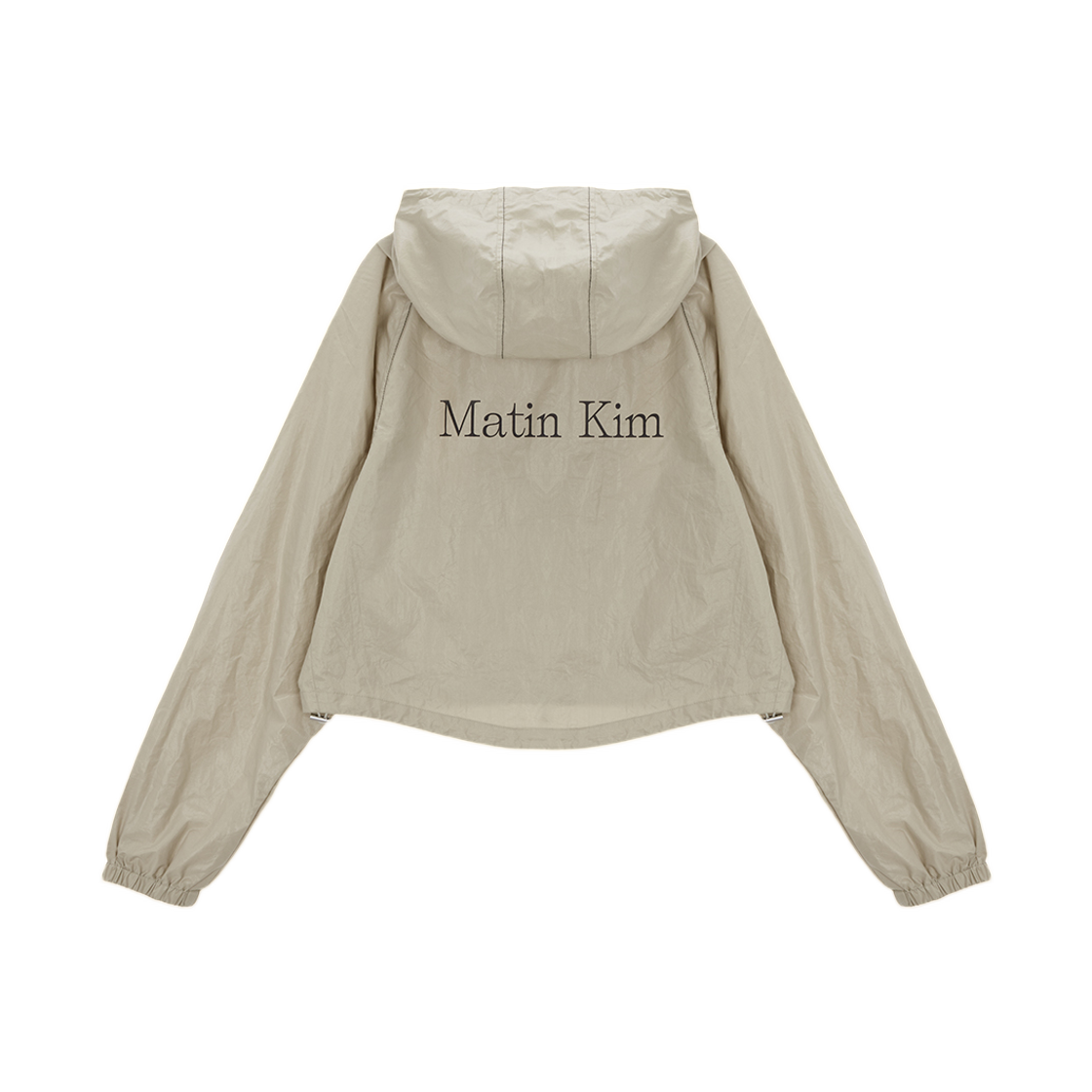 (W) 마뗑킴 마뗑 크롭 후디 코팅 점퍼 베이지((W) Matin Kim Matin Crop Hoody Coating Jumper Beige) - 1