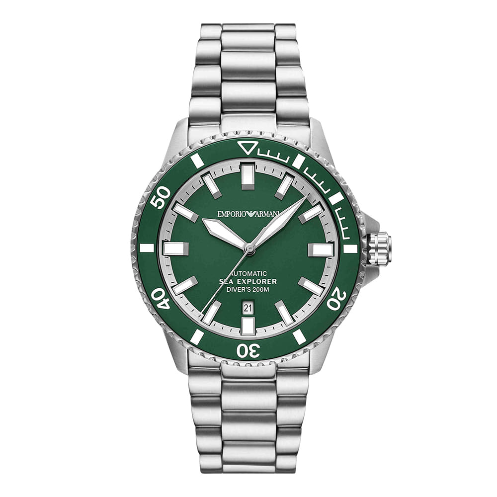 엠포리오 아르마니 씨 익스프로어 42mm 다이버 메탈 시계 그린 실버(Emporio Armani Sea Exporer 42mm Diver Metal Watch Green Silver) - 2