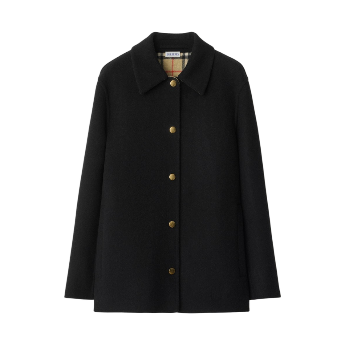 8115289 (W) Burberry Wool Overshirt Black Sand Beige