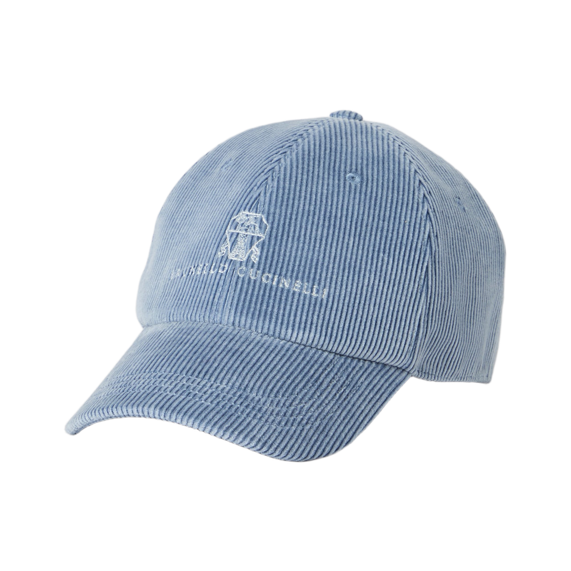 MY4999850-CLC81 Brunello Cucinelli Comfort Cotton and Cashmere Corduroy Baseball Cap with Embroidered Logo Denim