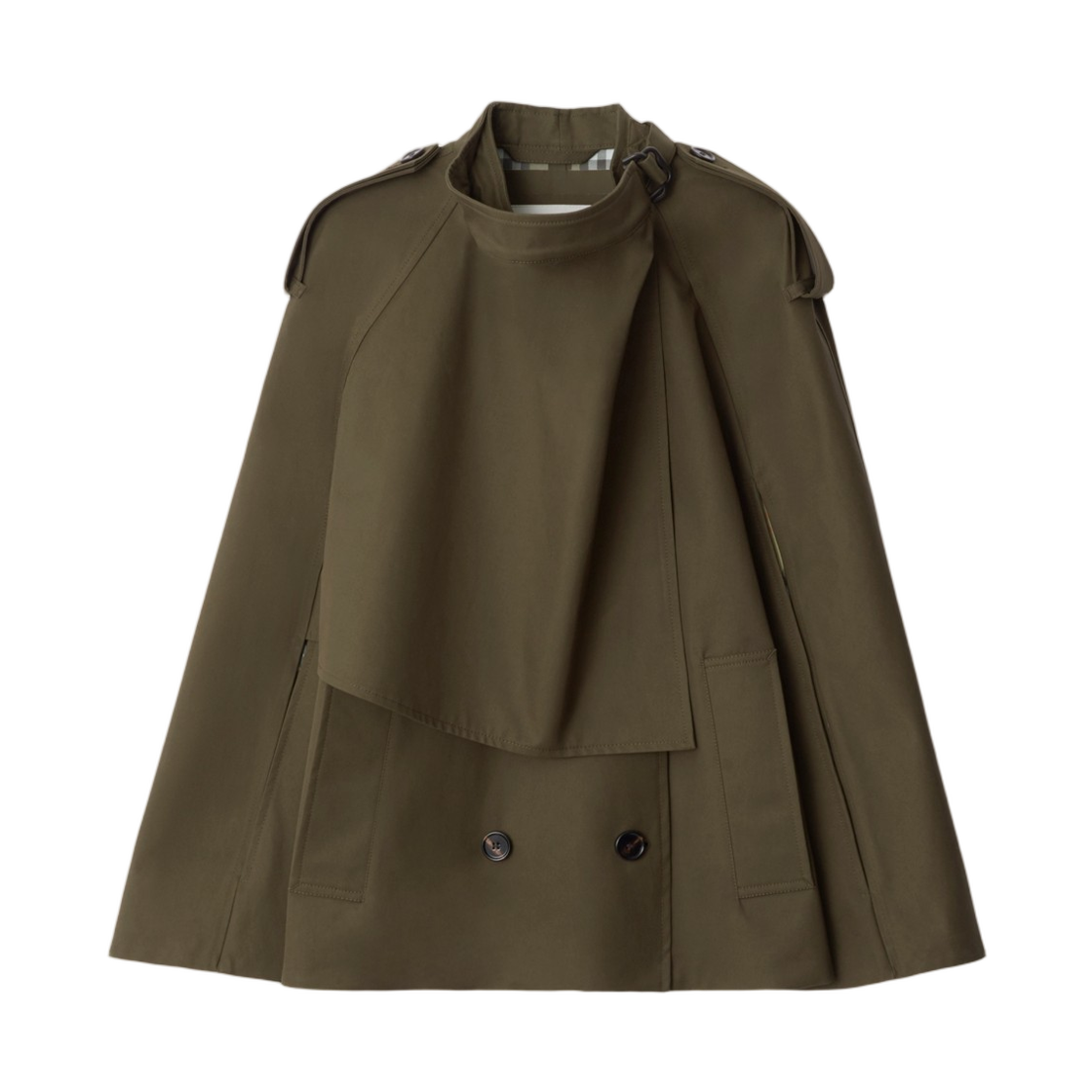 8113209 (W) Burberry Bonded Cotton Trench Cape Juniper Green