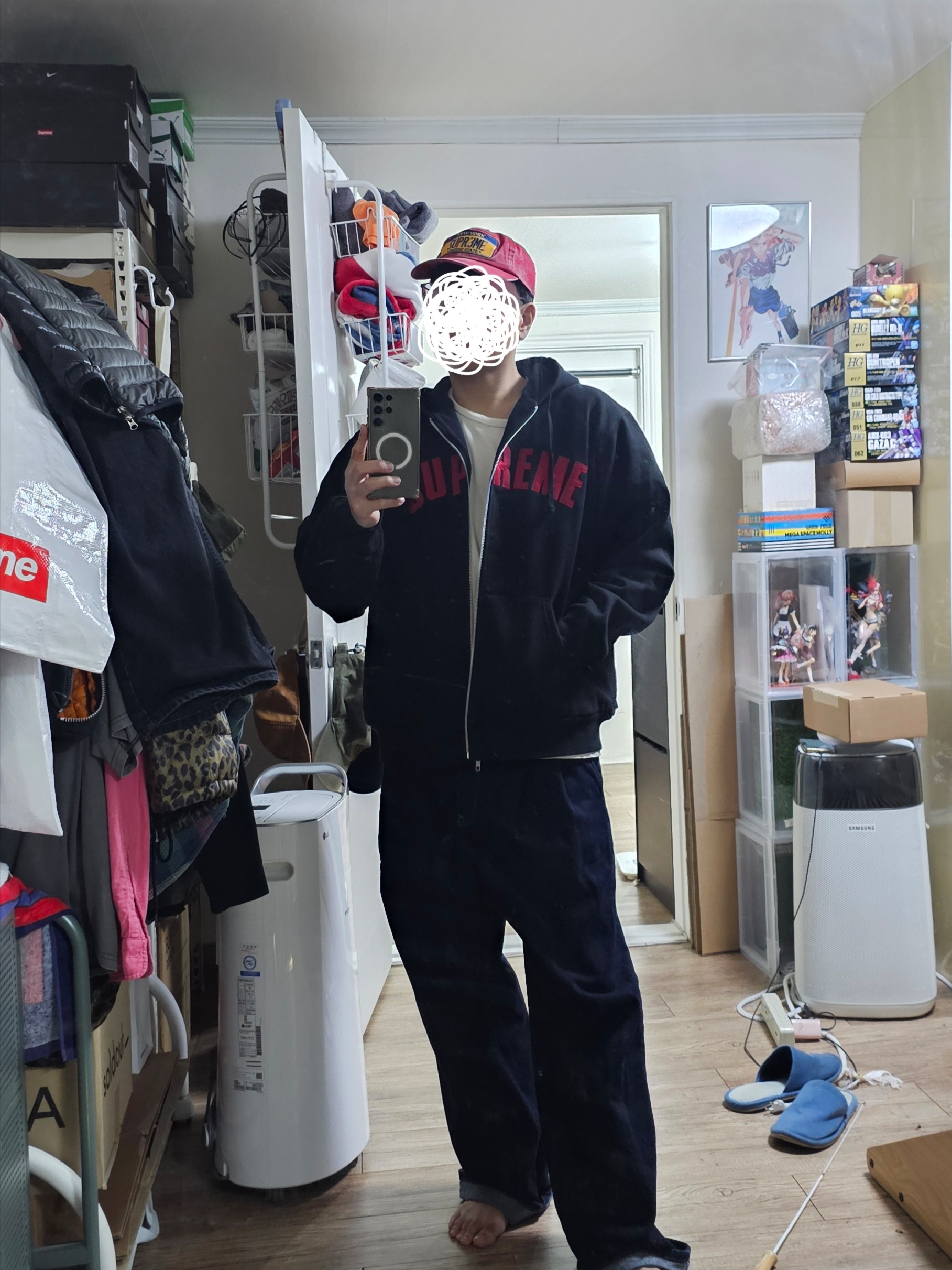 Supreme Arc Thermal Lined Zip Up Hooded Sweatshirt Black - 25FW 착용 스타일 - 3