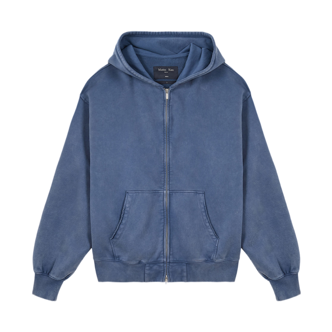 MK2577JP534HBL Matin Kim Back Logo Washed Hoody Zip Up Blue