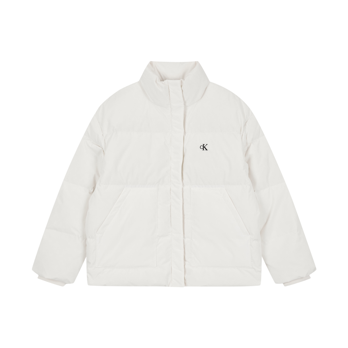 (W) 캘빈 클라인 숏 렝스 스탠드 카라 푸퍼 자켓 아이보리((W) Calvin Klein Short Length Stand Collar Puffer Jacket Ivory)
