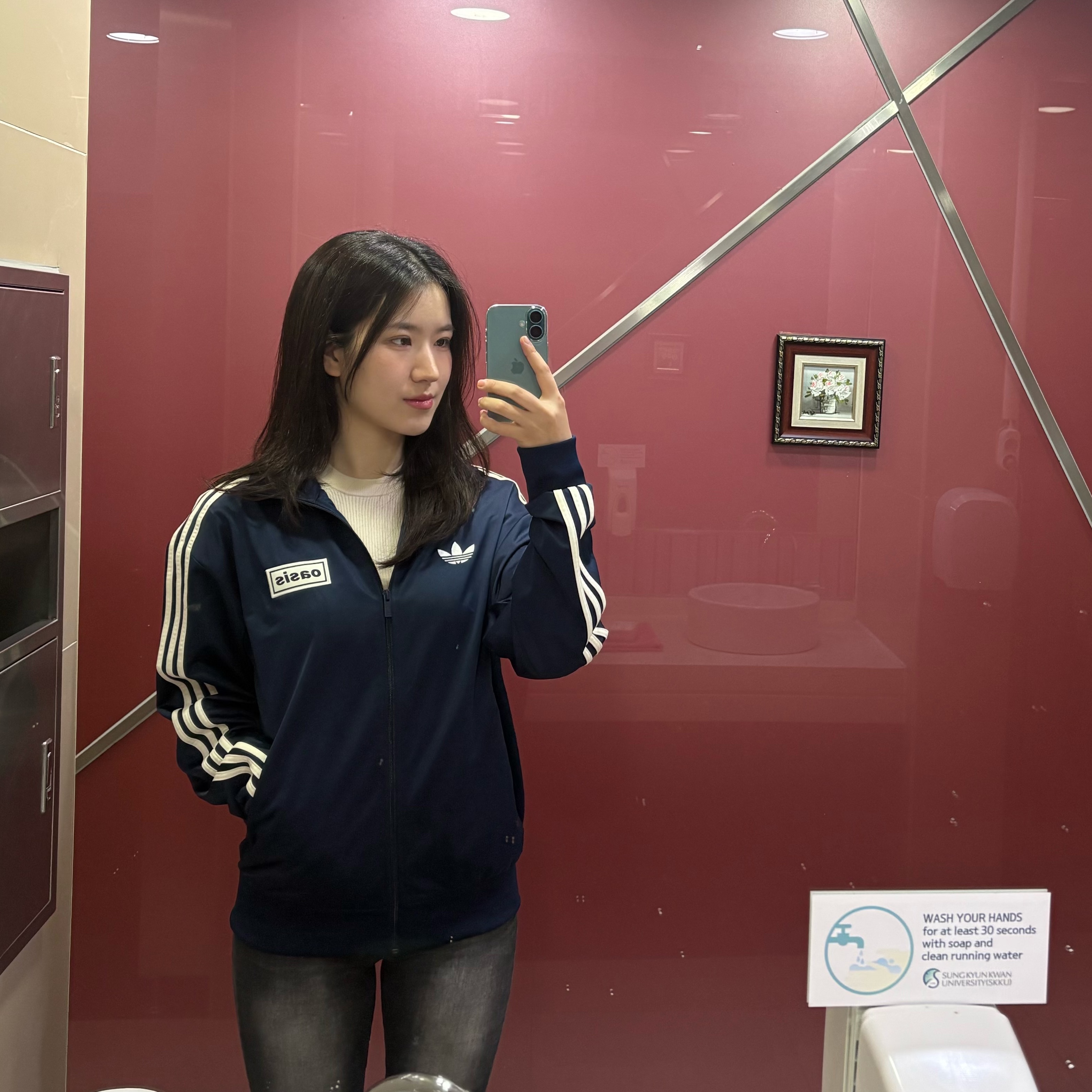 Adidas x Oasis Tour Firebird Track Top Night Indigo - KR Sizing 착용 스타일 - 1