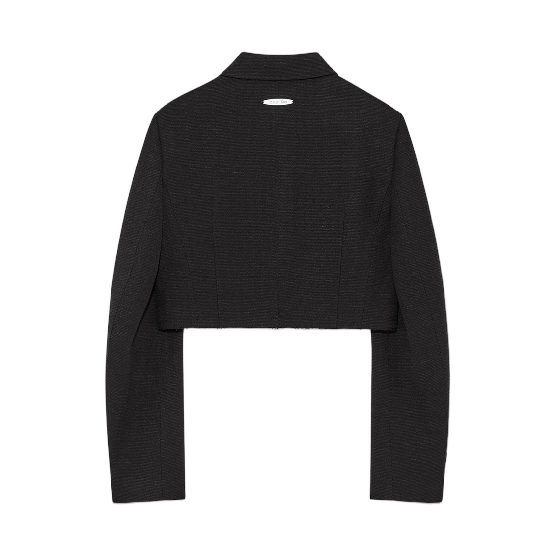 (W) 마뗑킴 스트라이프 헤링본 포켓 크롭 자켓 블랙((W) Matin Kim Stripe Herringbone Pocket Crop Jacket Black) - 2