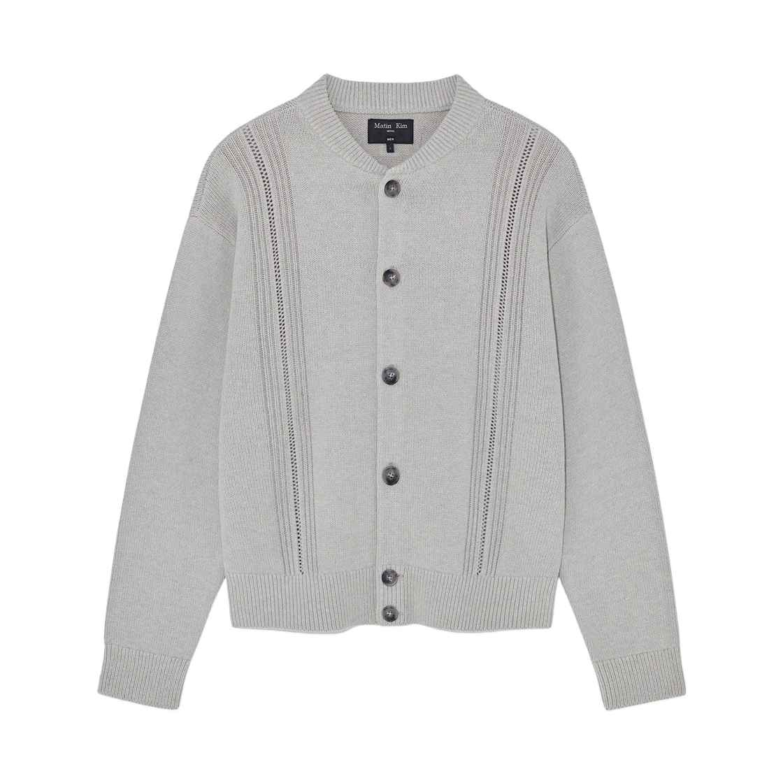 MK2511CD503HGY Matin Kim Punching Line Point Round Neck Cardigan Grey