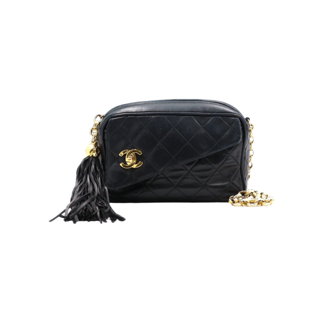 ITKMUUQ5FP4F Chanel Vintage Black Lambskin Bijou Diamond Quilted Gold Chain Crossbody Bag