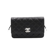 Chanel AP4326 25 Cruise Collection Black Caviar WOC with Silver Chain Crossbody Bag