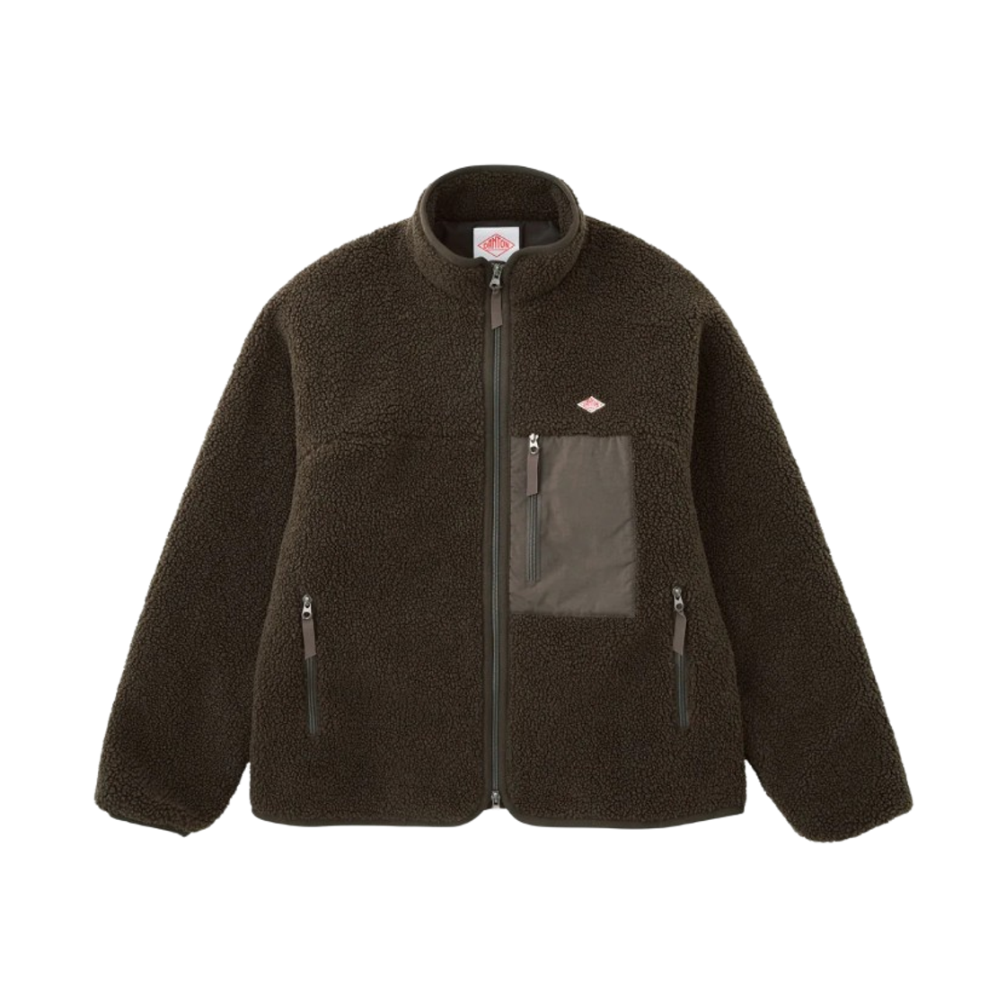 DT-A0195 Danton Insulation Light Boa Stand Collar Jacket Taupe Grey