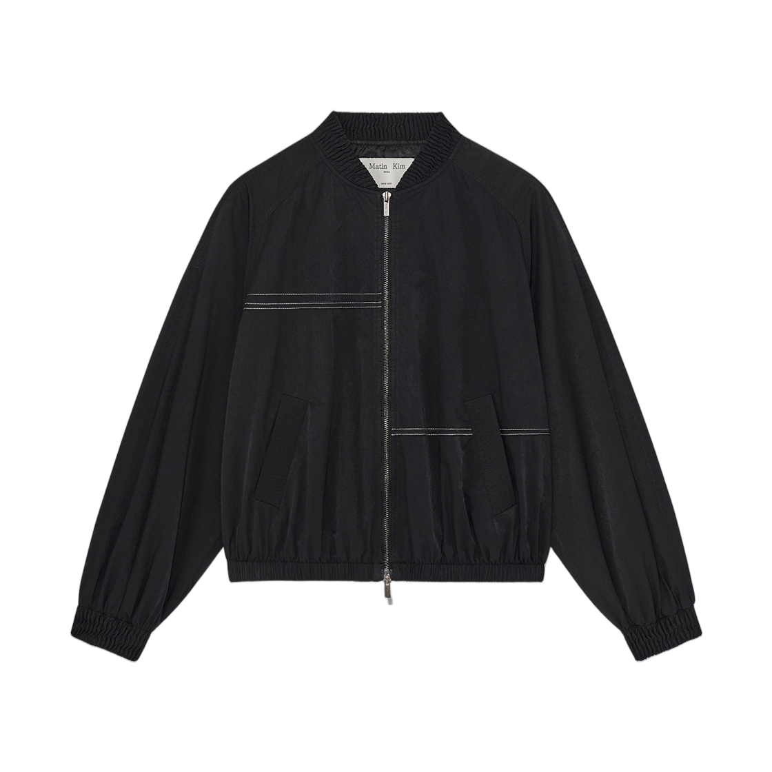 (W) 마뗑킴 워시드 볼륨 봄버 점퍼 블랙((W) Matin Kim Washed Volume Bomber Jumper Black) - 1