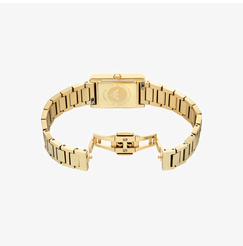 (W) 엠포리오 아르마니 제니 22mm 스퀘어 메탈 시계 화이트 골드((W) Emporio Armani Genni 22mm Square Metal Watch White Gold) - 3