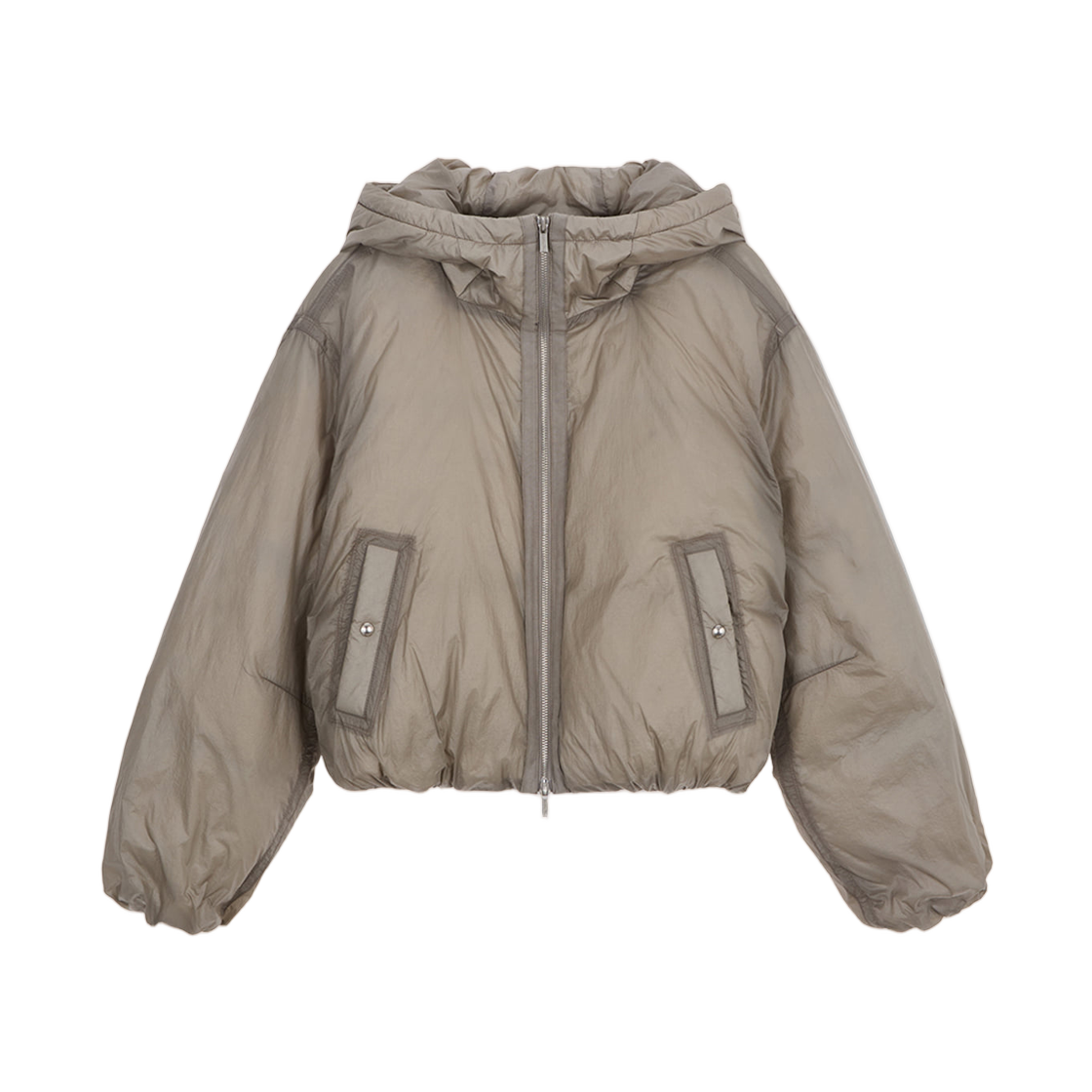 MK259ODW002MBE (W) Matin Kim Back Logo Hoody Short Down Jumper Beige