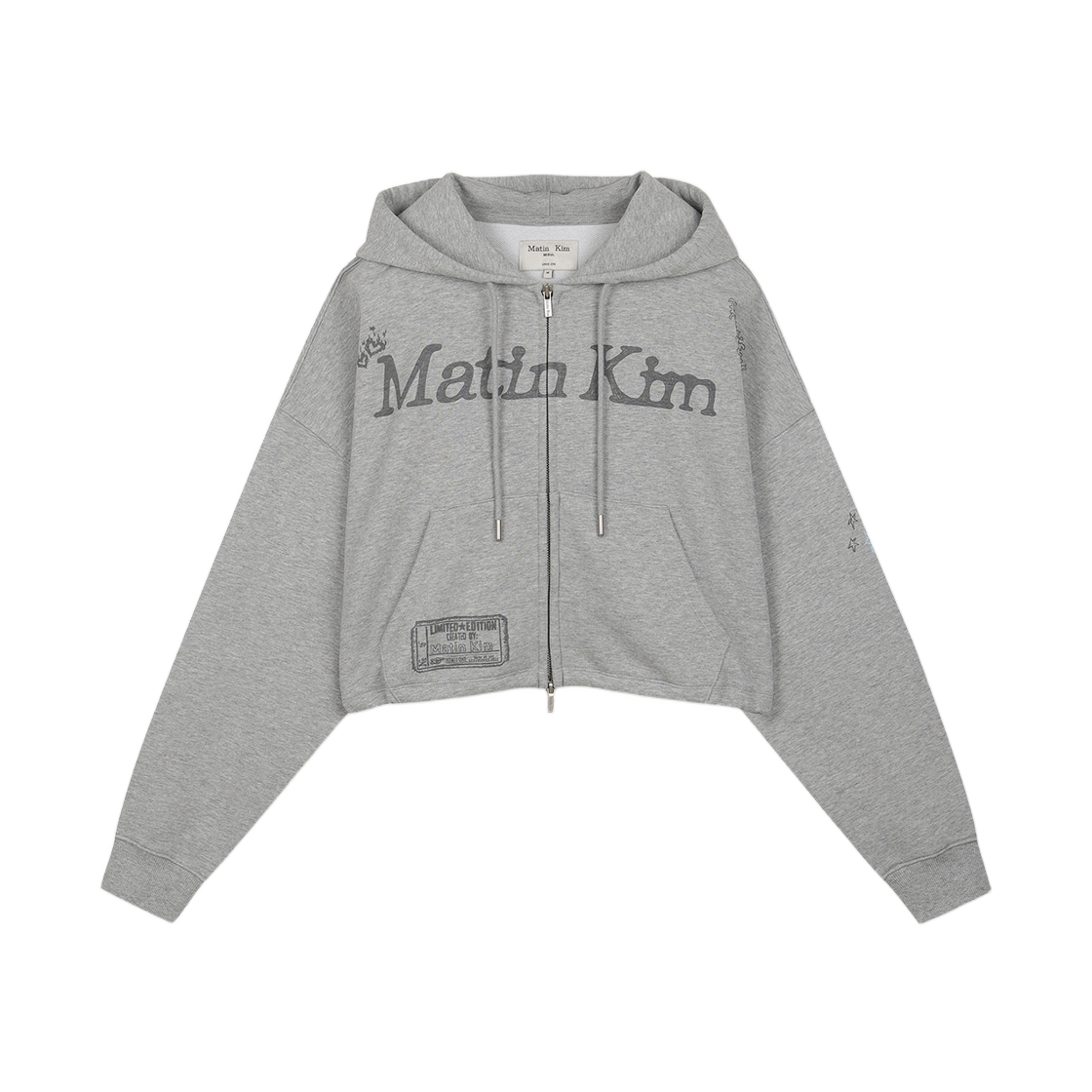 MK2577JP202MGY (W) Matin Kim Graffiti Artwork Crop Hoody Zip Up Grey
