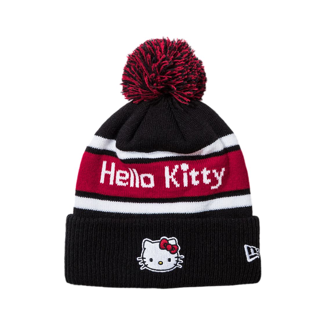 (키즈) 뉴에라 x 헬로 키티 폼폼 비니 블랙((Kids) New Era x Hello Kitty Pom Pom Beanie Black)