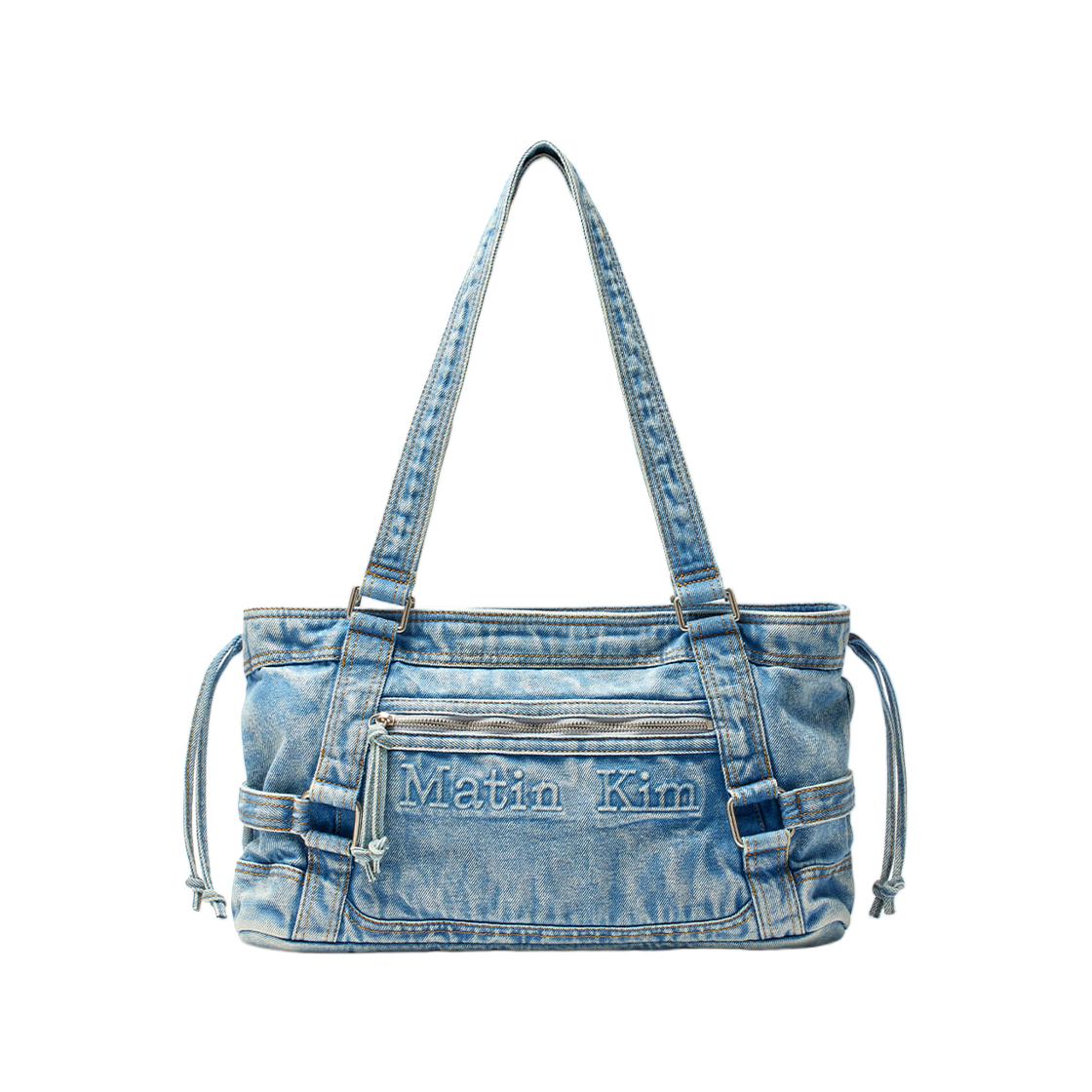 마뗑킴 마뗑 워시드 데님 스퀘어 백 라이트 블루(Matin Kim Matin Washed Denim Square Bag Light Blue)