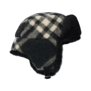 (W) Burberry Check Wool Trapper Hat Black