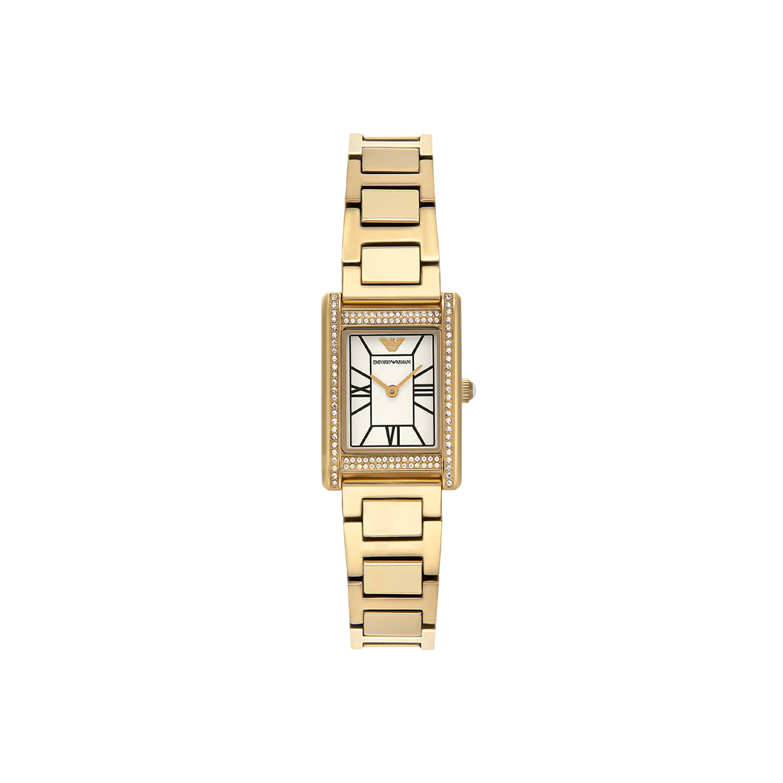 (W) 엠포리오 아르마니 제니 22mm 스퀘어 메탈 시계 화이트 골드((W) Emporio Armani Genni 22mm Square Metal Watch White Gold)