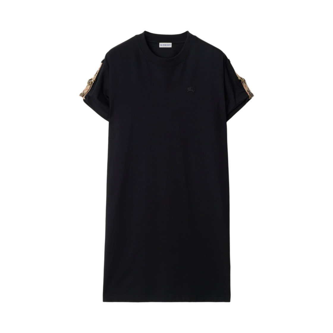 8110081 (W) Burberry Check Trim Cotton T-Shirt Dress Black